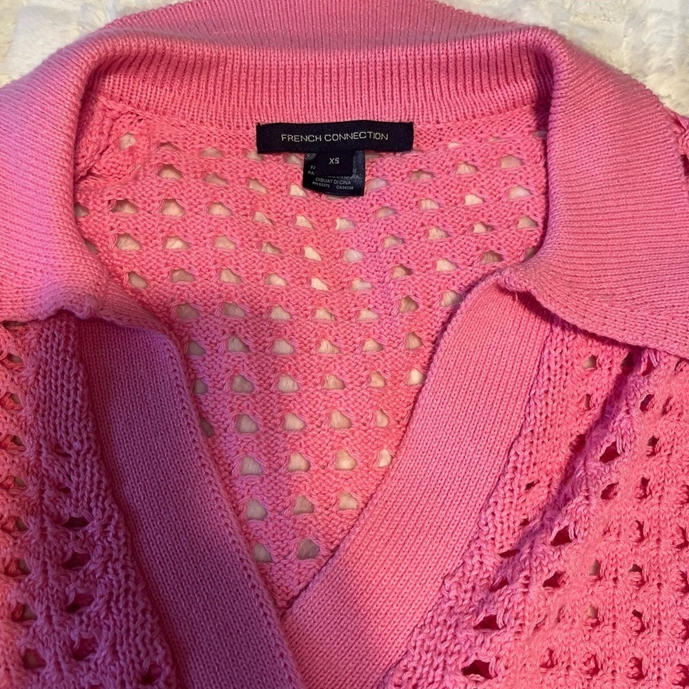 NWT French Connection Pink Relaxed V Neck sleeveless sweater vest-Size XS - Picture 6 of 7